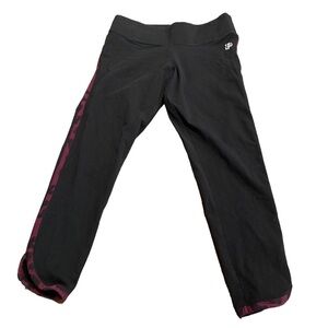 Victoria’s Secret PINK Yoga Wide Waist Cropped Black Legging Purple Camo Lg
